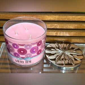 Rare HTF Bath & Body Works Winter Rose 3-Wick Scented Candle